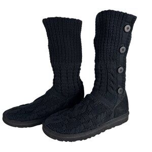 Ugg Black Sweater Boots Calf Women's 9 GUC Casual Warm Winter Comfortable